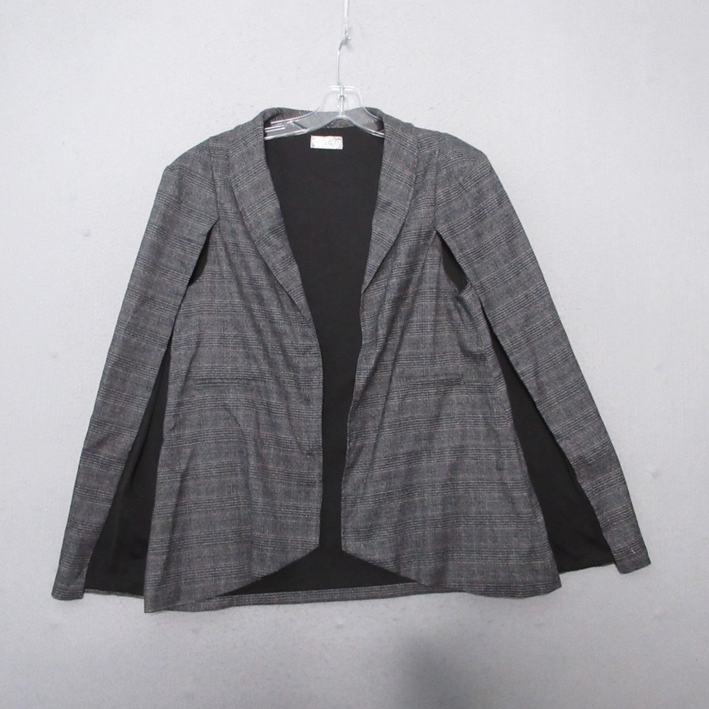 Free People Cape Blazer Gray Plaid Oversized Academia Preppy Heritage One Size